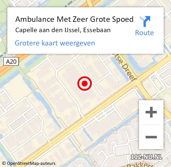 Locatie op kaart van de 112 melding: Ambulance Met Zeer Grote Spoed Naar Capelle aan den IJssel, Essebaan op 30 december 2024 14:12