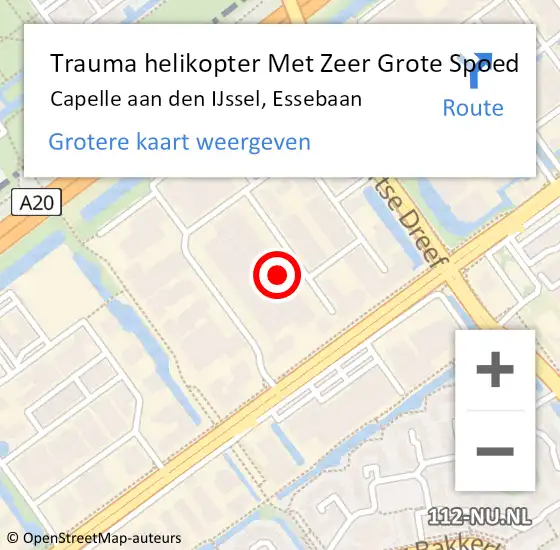 Locatie op kaart van de 112 melding: Trauma helikopter Met Zeer Grote Spoed Naar Capelle aan den IJssel, Essebaan op 30 december 2024 14:15