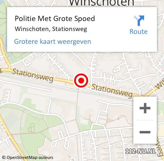 Locatie op kaart van de 112 melding: Politie Met Grote Spoed Naar Winschoten, Stationsweg op 30 december 2024 14:32