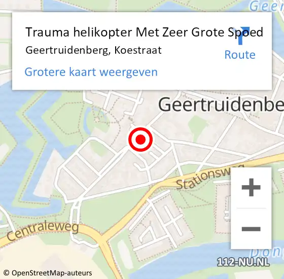 Locatie op kaart van de 112 melding: Trauma helikopter Met Zeer Grote Spoed Naar Geertruidenberg, Koestraat op 30 december 2024 15:17