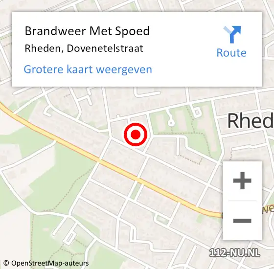 Locatie op kaart van de 112 melding: Brandweer Met Spoed Naar Rheden, Dovenetelstraat op 30 december 2024 15:25