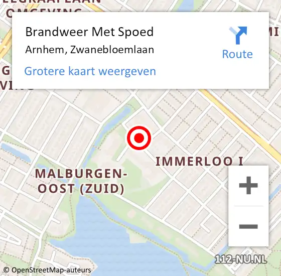 Locatie op kaart van de 112 melding: Brandweer Met Spoed Naar Arnhem, Zwanebloemlaan op 30 december 2024 15:32