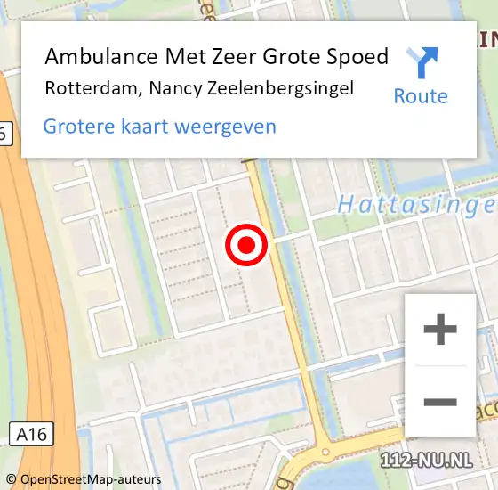 Locatie op kaart van de 112 melding: Ambulance Met Zeer Grote Spoed Naar Rotterdam, Nancy Zeelenbergsingel op 30 december 2024 15:40