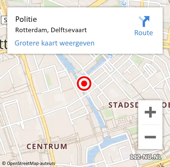 Locatie op kaart van de 112 melding: Politie Rotterdam, Delftsevaart op 30 december 2024 15:45