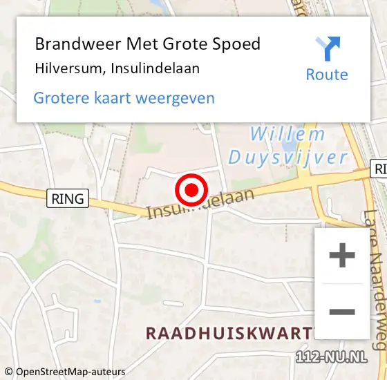 Locatie op kaart van de 112 melding: Brandweer Met Grote Spoed Naar Hilversum, Insulindelaan op 30 december 2024 15:47