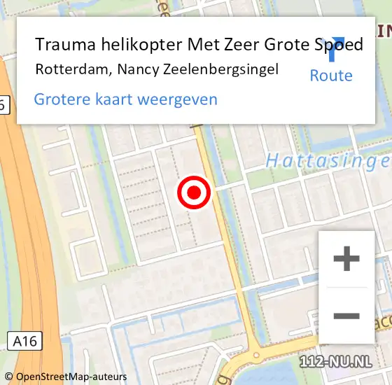 Locatie op kaart van de 112 melding: Trauma helikopter Met Zeer Grote Spoed Naar Rotterdam, Nancy Zeelenbergsingel op 30 december 2024 15:51