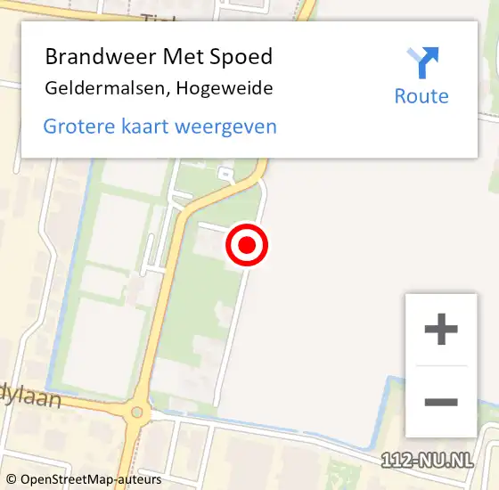 Locatie op kaart van de 112 melding: Brandweer Met Spoed Naar Geldermalsen, Hogeweide op 30 december 2024 15:57