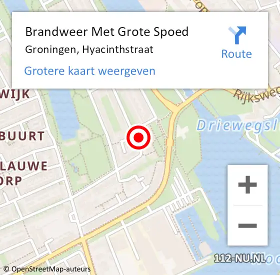 Locatie op kaart van de 112 melding: Brandweer Met Grote Spoed Naar Groningen, Hyacinthstraat op 1 november 2014 03:46