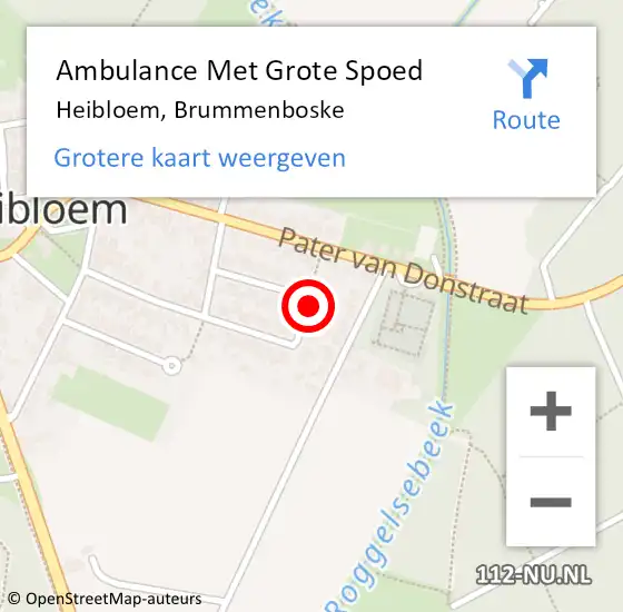 Locatie op kaart van de 112 melding: Ambulance Met Grote Spoed Naar Heibloem, Brummenboske op 1 november 2014 03:49