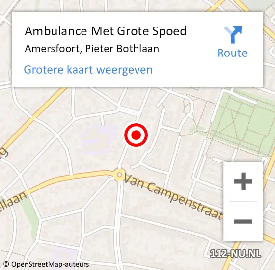 Locatie op kaart van de 112 melding: Ambulance Met Grote Spoed Naar Amersfoort, Pieter Bothlaan op 1 november 2014 04:04