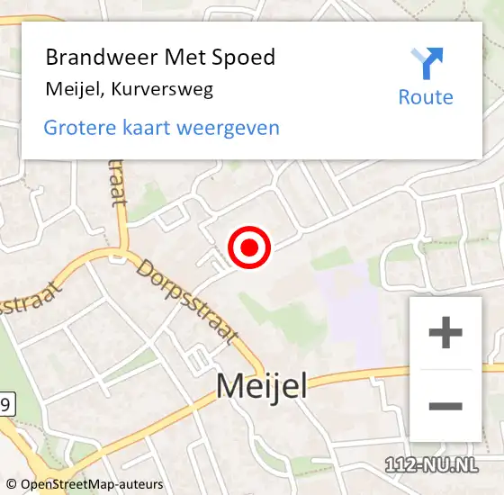 Locatie op kaart van de 112 melding: Brandweer Met Spoed Naar Meijel, Kurversweg op 30 december 2024 16:47