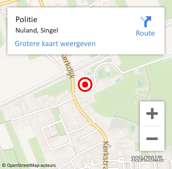 Locatie op kaart van de 112 melding: Politie Nuland, Singel op 30 december 2024 16:57