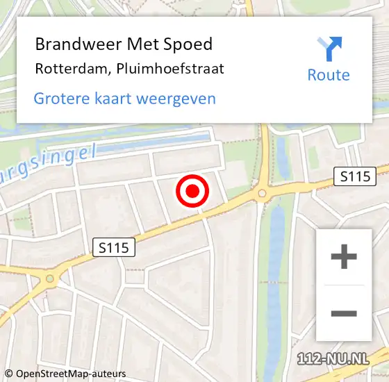 Locatie op kaart van de 112 melding: Brandweer Met Spoed Naar Rotterdam, Pluimhoefstraat op 30 december 2024 16:57