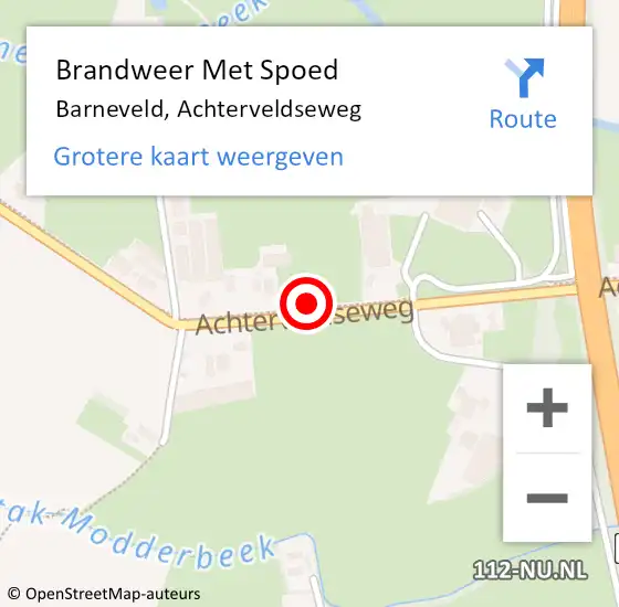 Locatie op kaart van de 112 melding: Brandweer Met Spoed Naar Barneveld, Achterveldseweg op 30 december 2024 17:01