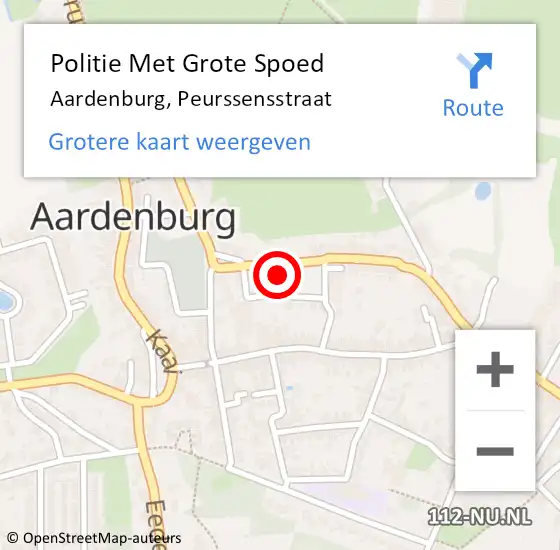 Locatie op kaart van de 112 melding: Politie Met Grote Spoed Naar Aardenburg, Peurssensstraat op 30 december 2024 17:09