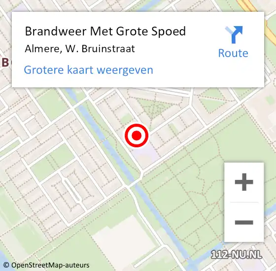 Locatie op kaart van de 112 melding: Brandweer Met Grote Spoed Naar Almere, W. Bruinstraat op 30 december 2024 17:18