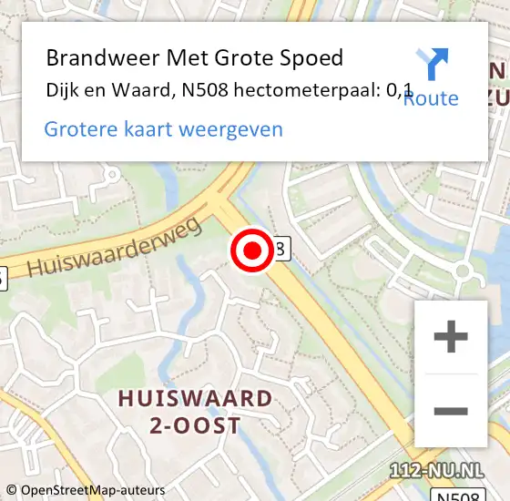 Locatie op kaart van de 112 melding: Brandweer Met Grote Spoed Naar Dijk en Waard, N508 hectometerpaal: 0,1 op 30 december 2024 17:18