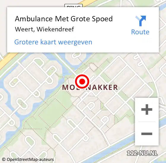 Locatie op kaart van de 112 melding: Ambulance Met Grote Spoed Naar Weert, Wiekendreef op 1 november 2014 04:21