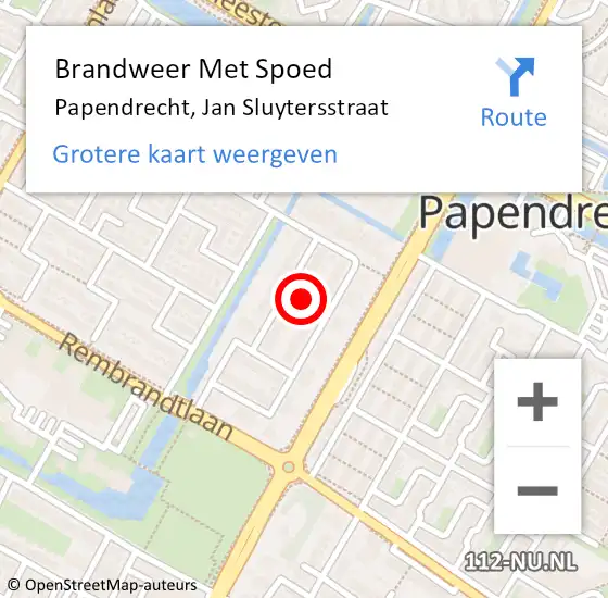 Locatie op kaart van de 112 melding: Brandweer Met Spoed Naar Papendrecht, Jan Sluytersstraat op 30 december 2024 17:25