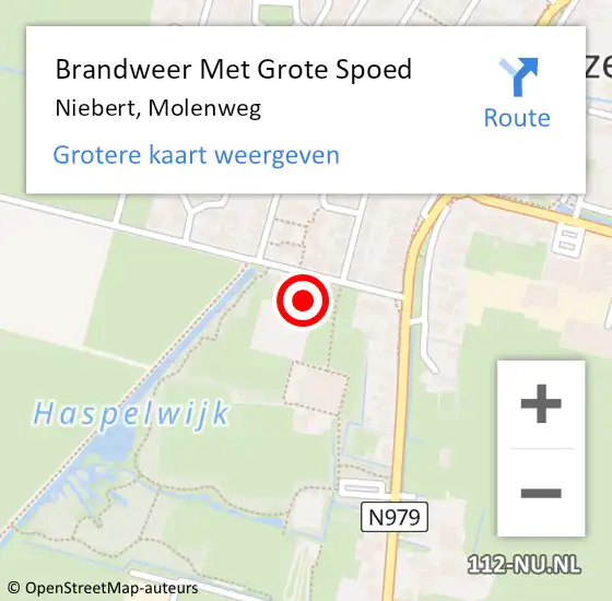 Locatie op kaart van de 112 melding: Brandweer Met Grote Spoed Naar Niebert, Molenweg op 30 december 2024 17:41