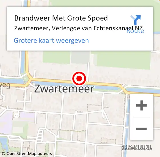 Locatie op kaart van de 112 melding: Brandweer Met Grote Spoed Naar Zwartemeer, Verlengde van Echtenskanaal NZ op 30 december 2024 17:47