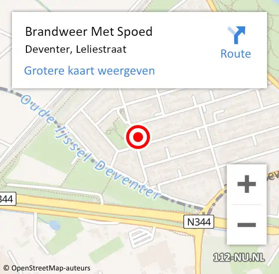 Locatie op kaart van de 112 melding: Brandweer Met Spoed Naar Deventer, Leliestraat op 30 december 2024 17:49