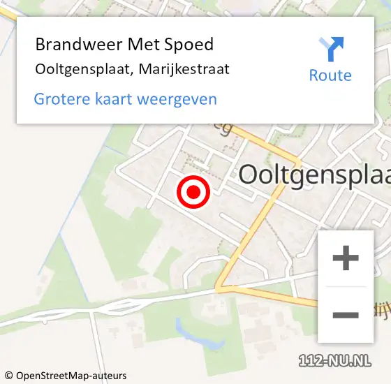 Locatie op kaart van de 112 melding: Brandweer Met Spoed Naar Ooltgensplaat, Marijkestraat op 30 december 2024 17:50