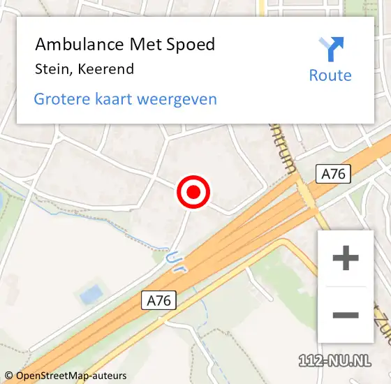 Locatie op kaart van de 112 melding: Ambulance Met Spoed Naar Stein, Keerend op 1 november 2014 04:40