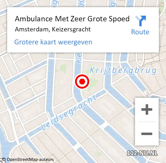 Locatie op kaart van de 112 melding: Ambulance Met Zeer Grote Spoed Naar Amsterdam, Keizersgracht op 30 december 2024 18:17