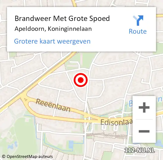 Locatie op kaart van de 112 melding: Brandweer Met Grote Spoed Naar Apeldoorn, Koninginnelaan op 30 december 2024 18:54