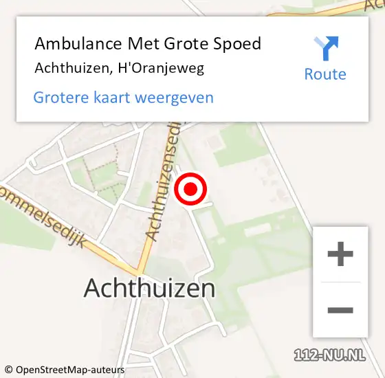 Locatie op kaart van de 112 melding: Ambulance Met Grote Spoed Naar Achthuizen, H'Oranjeweg op 30 december 2024 18:54