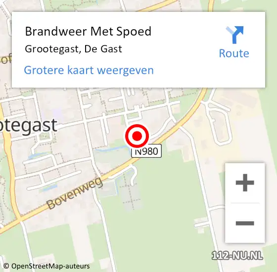 Locatie op kaart van de 112 melding: Brandweer Met Spoed Naar Grootegast, De Gast op 30 december 2024 18:59