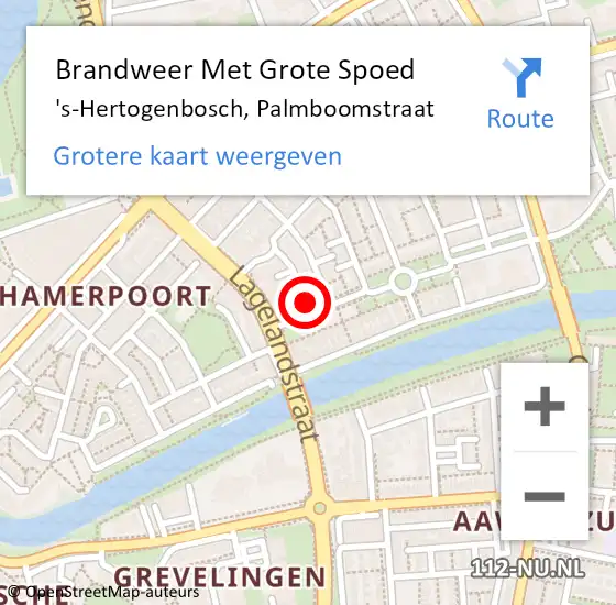 Locatie op kaart van de 112 melding: Brandweer Met Grote Spoed Naar 's-Hertogenbosch, Palmboomstraat op 30 december 2024 19:00