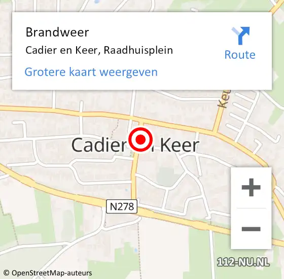 Locatie op kaart van de 112 melding: Brandweer Cadier en Keer, Raadhuisplein op 1 november 2014 05:03