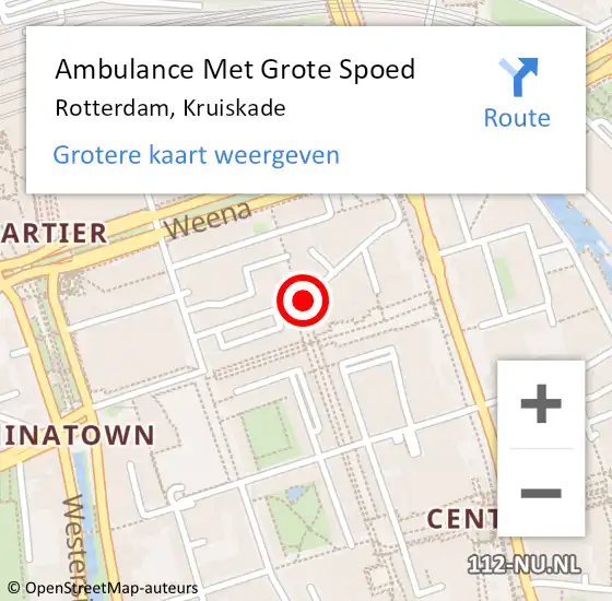 Locatie op kaart van de 112 melding: Ambulance Met Grote Spoed Naar Rotterdam, Kruiskade op 1 november 2014 05:04