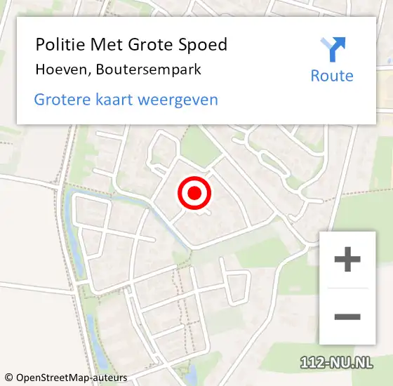 Locatie op kaart van de 112 melding: Politie Met Grote Spoed Naar Hoeven, Boutersempark op 30 december 2024 19:17