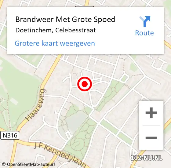 Locatie op kaart van de 112 melding: Brandweer Met Grote Spoed Naar Doetinchem, Celebesstraat op 30 december 2024 19:24