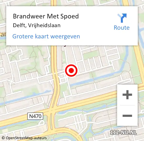 Locatie op kaart van de 112 melding: Brandweer Met Spoed Naar Delft, Vrijheidslaan op 30 december 2024 19:40