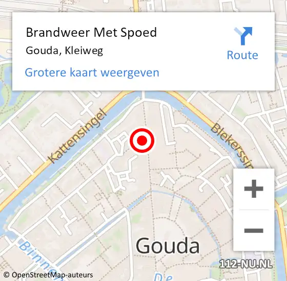 Locatie op kaart van de 112 melding: Brandweer Met Spoed Naar Gouda, Kleiweg op 30 december 2024 19:43