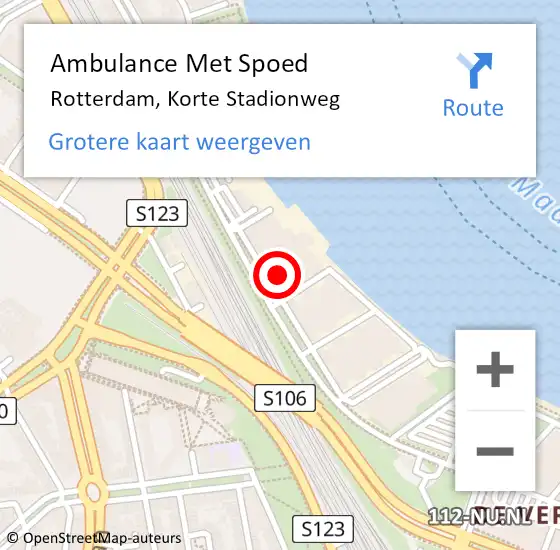 Locatie op kaart van de 112 melding: Ambulance Met Spoed Naar Rotterdam, Korte Stadionweg op 30 december 2024 20:22