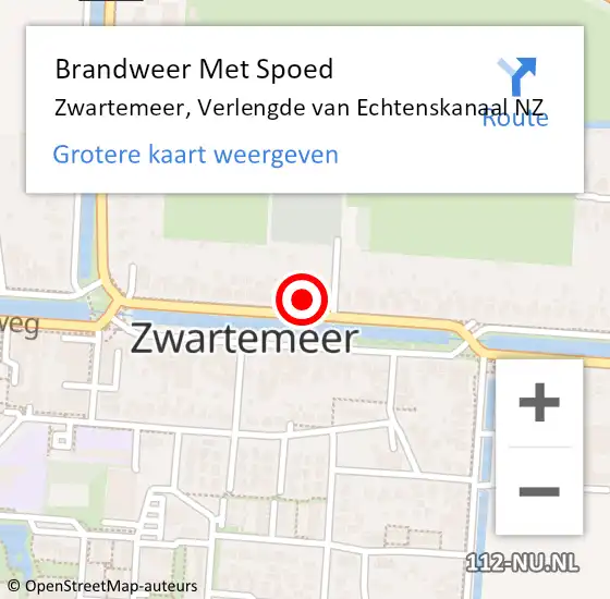 Locatie op kaart van de 112 melding: Brandweer Met Spoed Naar Zwartemeer, Verlengde van Echtenskanaal NZ op 30 december 2024 20:22