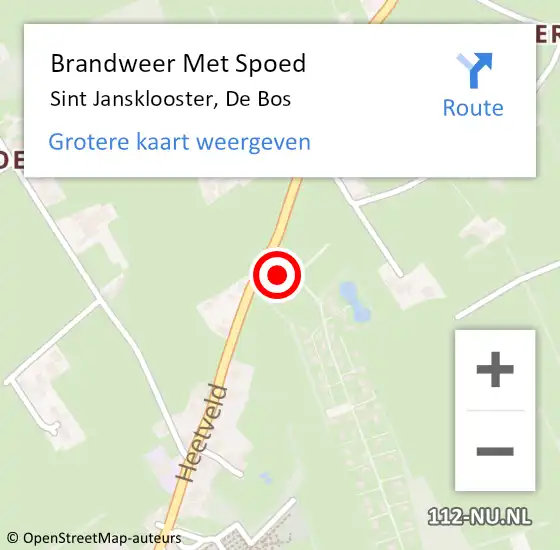 Locatie op kaart van de 112 melding: Brandweer Met Spoed Naar Sint Jansklooster, De Bos op 1 november 2014 05:18