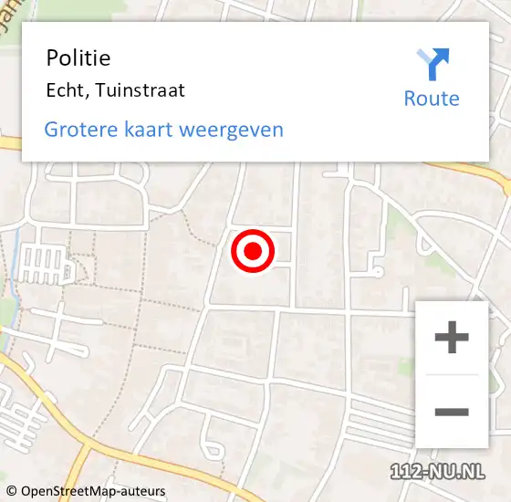 Locatie op kaart van de 112 melding: Politie Echt, Tuinstraat op 30 december 2024 20:36