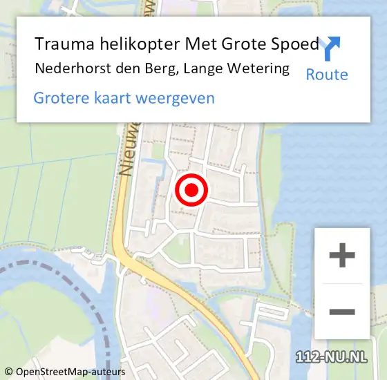 Locatie op kaart van de 112 melding: Trauma helikopter Met Grote Spoed Naar Nederhorst den Berg, Lange Wetering op 30 december 2024 20:56