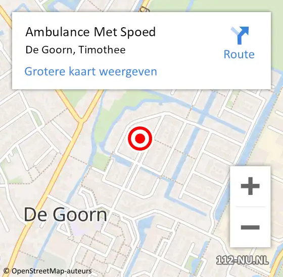 Locatie op kaart van de 112 melding: Ambulance Met Spoed Naar De Goorn, Timothee op 30 december 2024 21:01