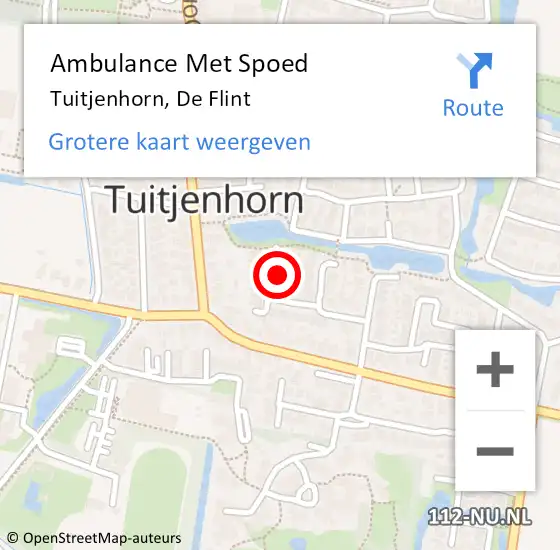 Locatie op kaart van de 112 melding: Ambulance Met Spoed Naar Tuitjenhorn, De Flint op 30 december 2024 21:05