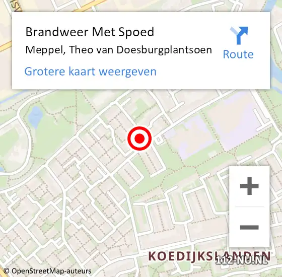 Locatie op kaart van de 112 melding: Brandweer Met Spoed Naar Meppel, Theo van Doesburgplantsoen op 30 december 2024 21:16