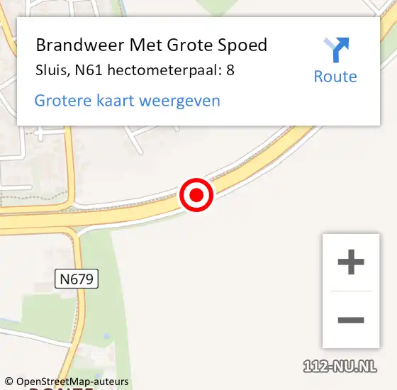 Locatie op kaart van de 112 melding: Brandweer Met Grote Spoed Naar Sluis, N61 hectometerpaal: 8 op 30 december 2024 21:24