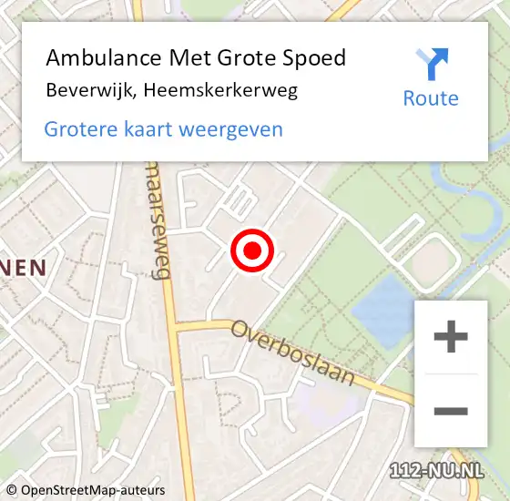 Locatie op kaart van de 112 melding: Ambulance Met Grote Spoed Naar Beverwijk, Heemskerkerweg op 30 december 2024 21:59