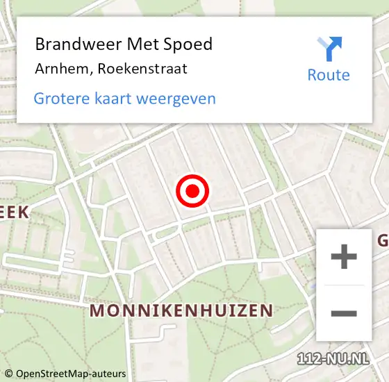 Locatie op kaart van de 112 melding: Brandweer Met Spoed Naar Arnhem, Roekenstraat op 30 december 2024 22:10